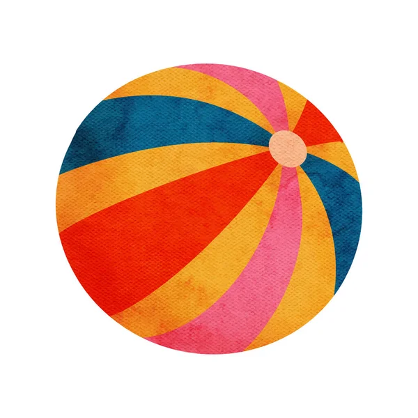 Watercolor Summer Beach Ball Illustration — Stock Vector