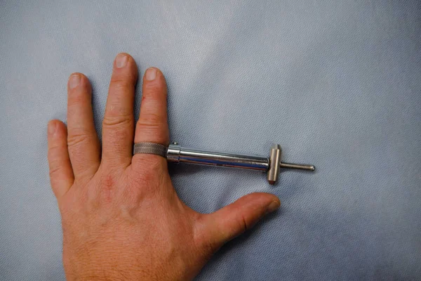 Surgical Finger Tourniquet Blood Supply Finger Cut Surgery — Stock Photo, Image