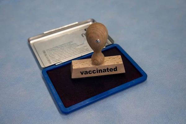 Sur Timbre Bois Est Mot Vacciné — Photo