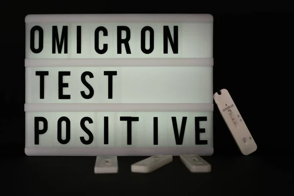 Positive Covid Antigen Rapid Test Lies Next Light Panel Inscription —  Fotos de Stock