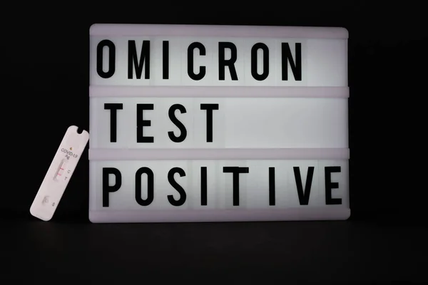 Positive Covid Antigen Rapid Test Lies Next Light Panel Inscription —  Fotos de Stock