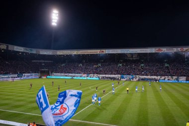 Hansa Rostock 'un Rostock futbol stadyumunda St. Pauli' ye karşı oynadığı maç.