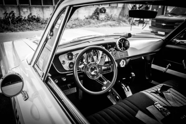 Jeden Americký Svaly Auto Černé Bílé — Stock fotografie