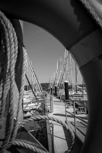 Many Sailing Boats Moored Marina Luebeck Travemuende — Stockfoto