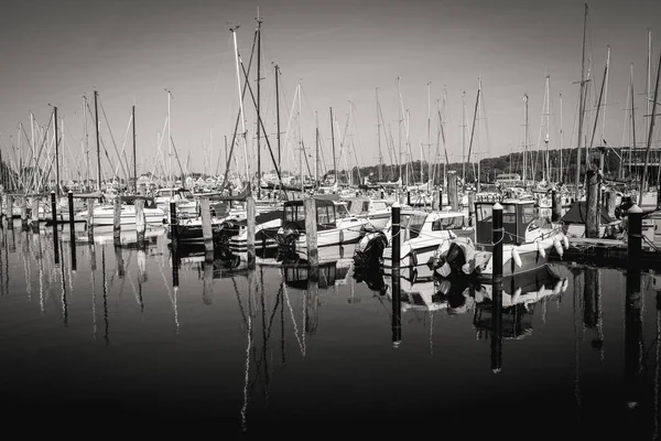 Many Boat Lying Harbor Luebeck Travemuende — Foto Stock