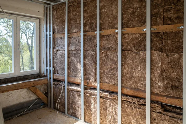 Insulation Wool Installed Drywall — Foto de Stock