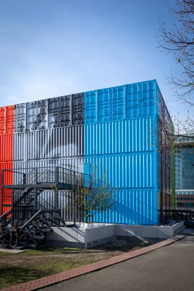 the Phoxxi photo exhibition building made of containers in Hamburg