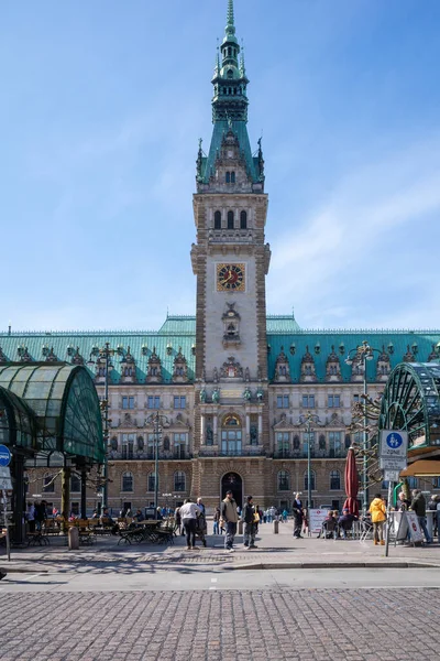 City Hall Hamburg Beautiful Weather — Foto de Stock