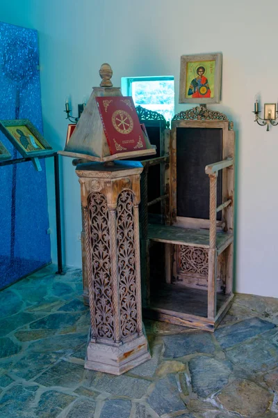 Dentro Una Pequeña Iglesia Griega Creta — Foto de Stock