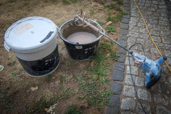 Cement Mixed Bucket Stirring Machin — Fotografia de Stock