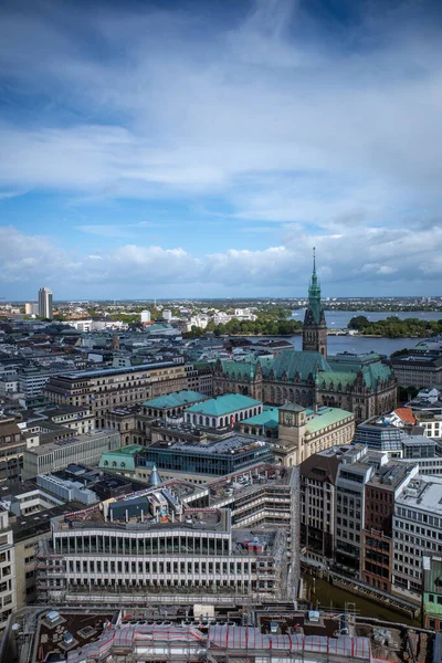 Vista Aerea Della Città Anseatica Hamburg Con Bel Tempo — Foto Stock