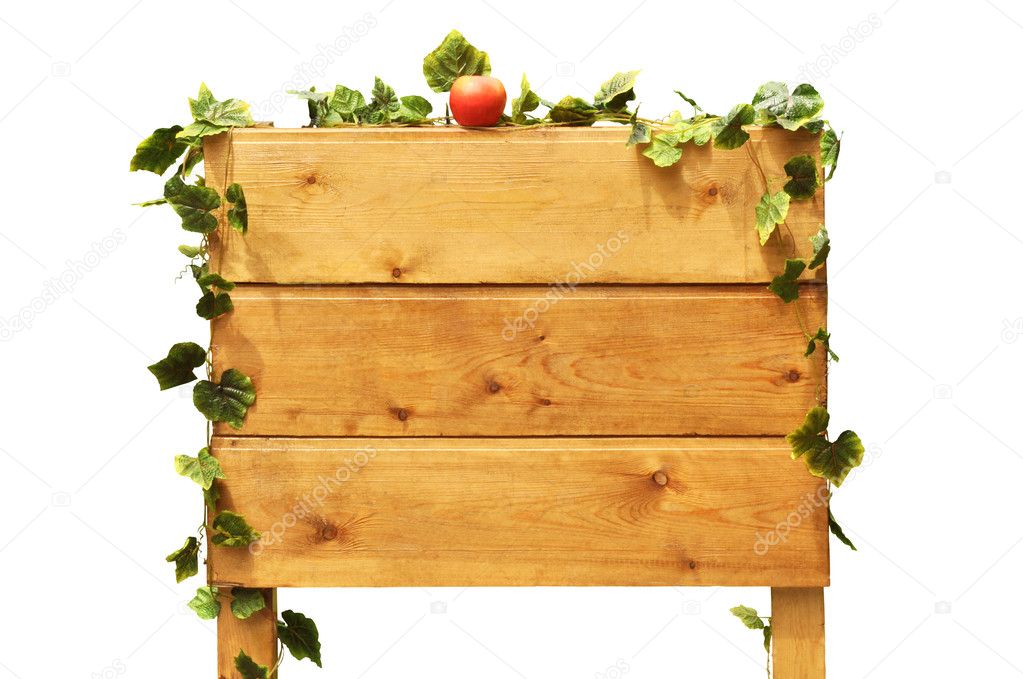 Wooden Stand For Ads On The Isolated Background Stock Photo