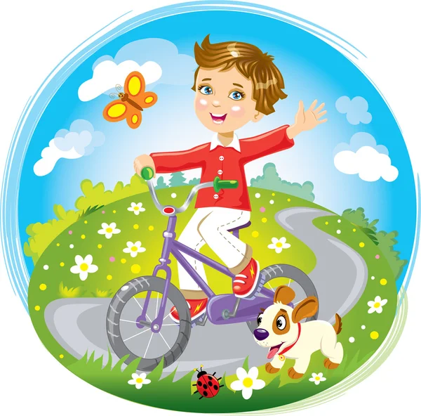 Niño en bicicleta — Archivo Imágenes Vectoriales