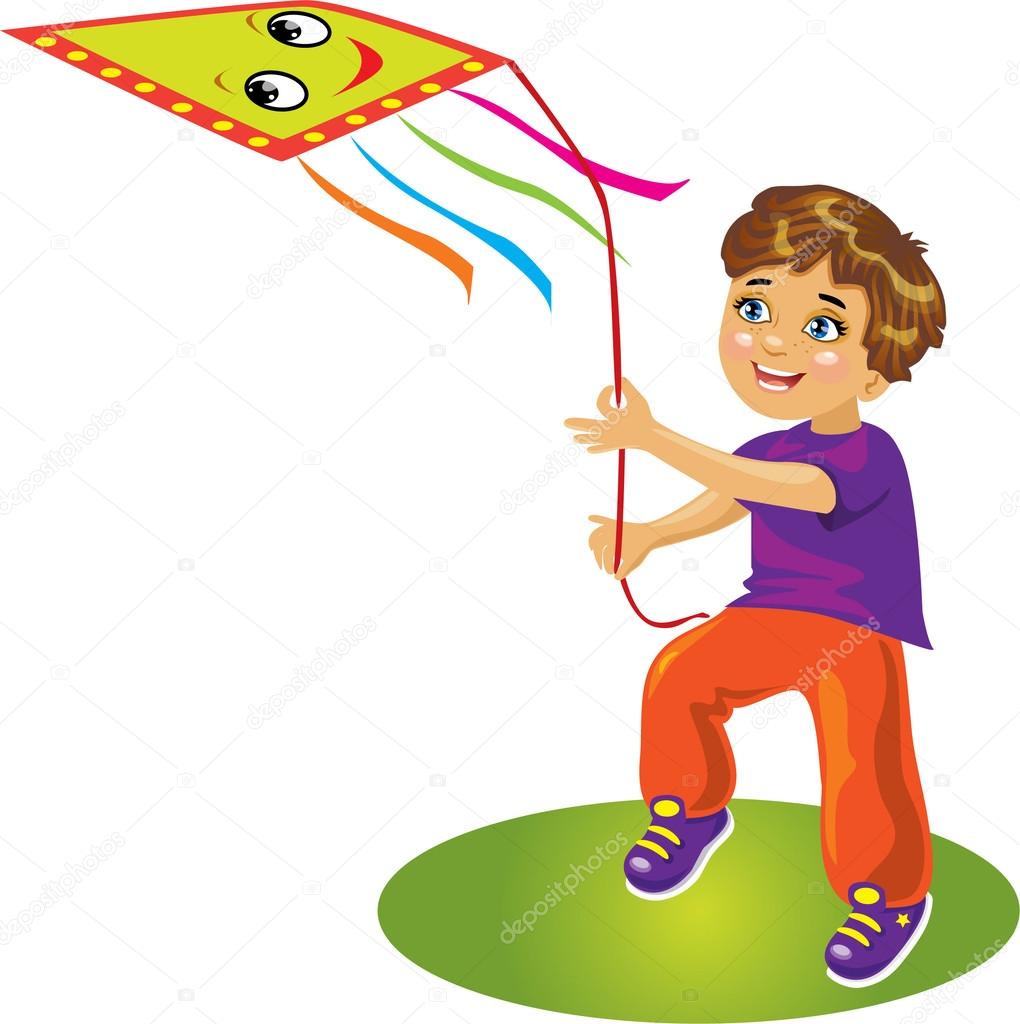 boy start flying kite