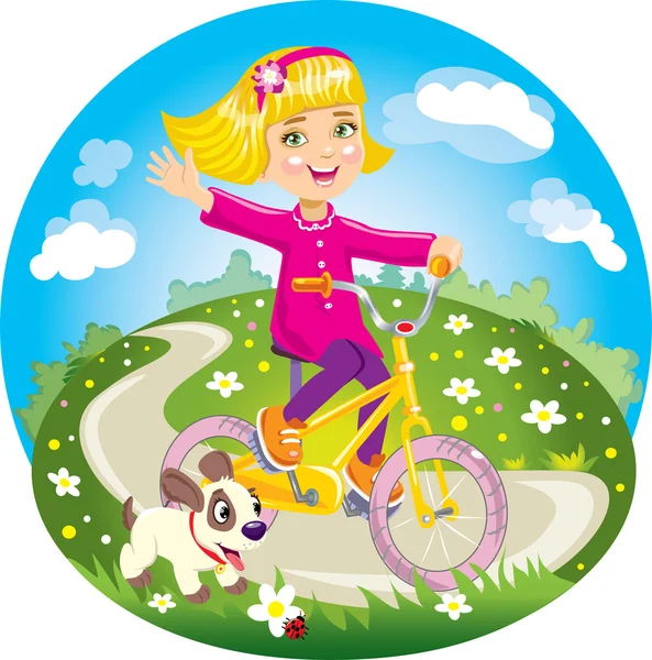 Girl on bike — Stock Vector