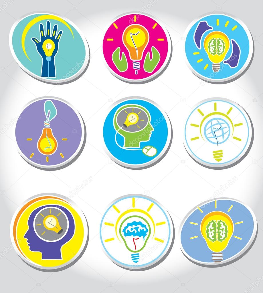 Light bulb idea and Management Icons set