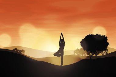 Yoga ile günbatımı sırasında rahatlatıcı