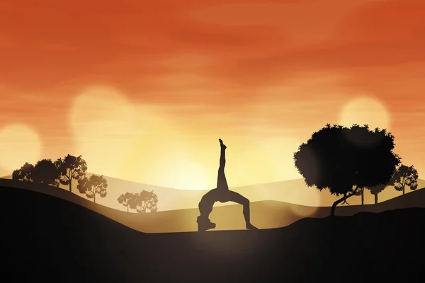Entspannung mit Yoga bei Sonnenuntergang — Stockfoto