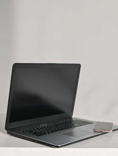 Laptop Screen Mockup Dispositivo Digital Visão Prospectiva Laptop Moderno Tela — Fotografia de Stock