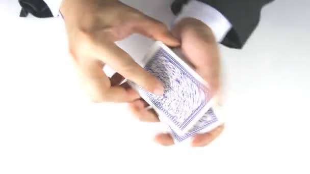 Man shuffling cards — Stock Video