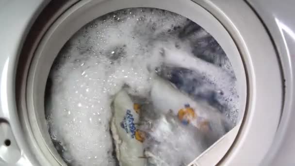 Closeup to washing machine on operation — Stock Video