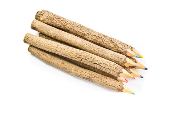 Colored pencils on white background — Stock Photo, Image