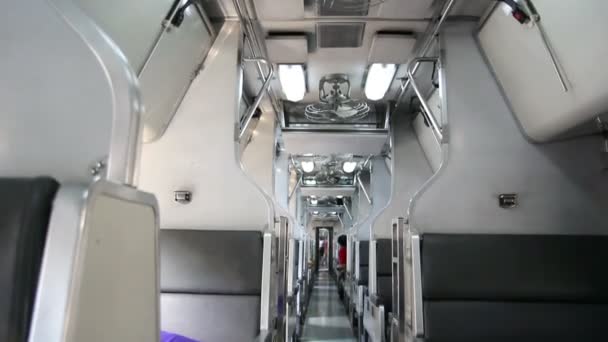 Interior of train public transportation in Thailand — Stock Video