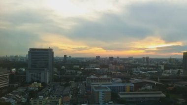 günbatımı üzerinde şehir görünümü timelapse Bangkok, Tayland