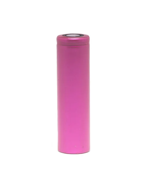 Batterie Rechargeable Ion Rose 18650 Isolée Sur Fond Blanc — Photo