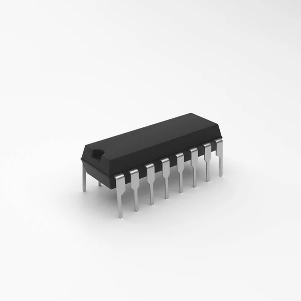 Resim 16-pin entegre devre (IC) çipi beyaz arkaplanda izole edildi