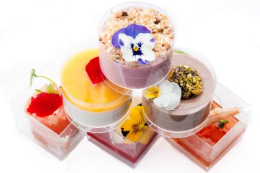 Bright snacks for a banquet table on a white isolated background. Catering. 