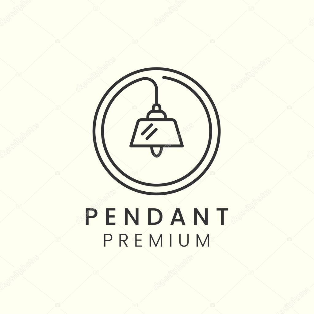 Lamp pendant furniture minimalist line art logo emblem icon vector illustration template design