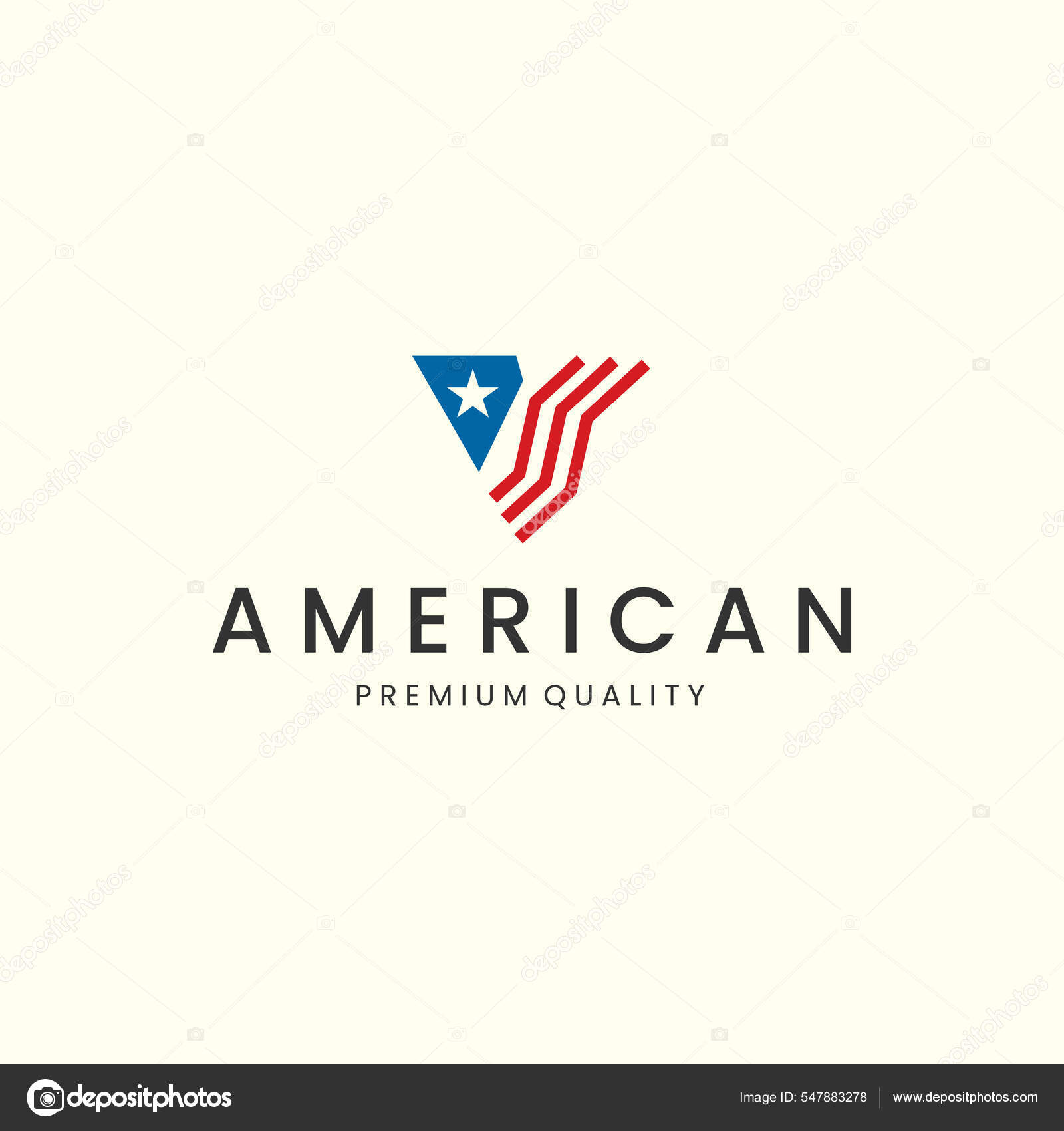 American Flag Line Art Simple Logo Icon Template Illustration Vector