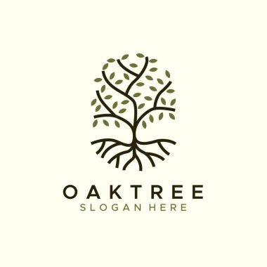Meşe ağacı minimalist çizgi sanat logosu vektör illüstrasyon şablonu tasarımı. çam ağacı veya palmiye ağacı doğa çizgisi sanat logosu