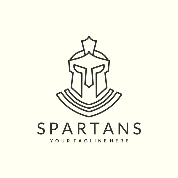 Guerreros Espartanos Con Diseño Plantilla Icono Logotipo Estilo Arte Línea — Vector de stock