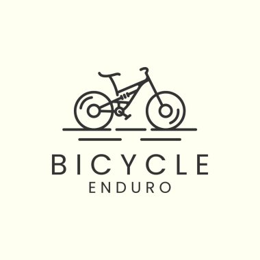 Çizgi sanatı tarzı logo şablonu tasarımlı enduro bisiklet. bisiklet, dağ, yokuş aşağı, bisiklet, vektör illüstrasyonu