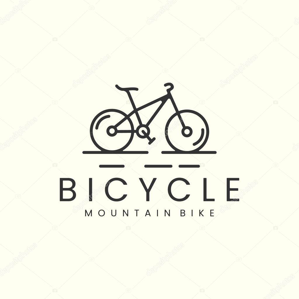 Mountain bike with line art style logo icon template design. bicycle, downhill,cycling, vector illustration