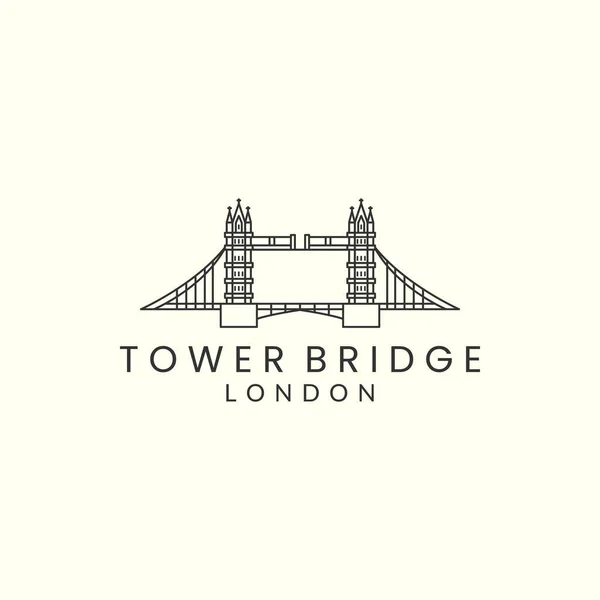 Toren Brug Lineaire Stijl Vector Illustratie Logo Pictogram Template Ontwerp — Stockvector