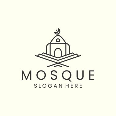 Lineer stil logo şablon tasarımlı cami. Ramazan, İslam, vektör illüstrasyonu