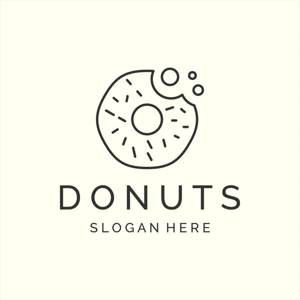 Donuts Cake Line Art Style Logo Icon Template Design Vector — Vector de stock