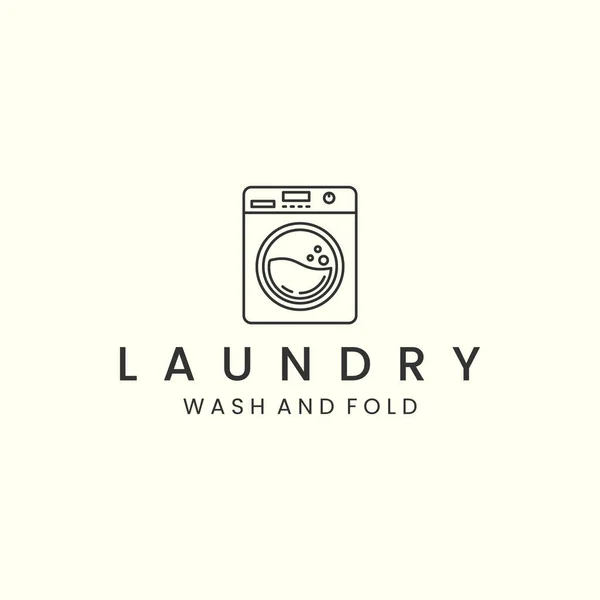 Laundry Linear Style Logo Icon Template Design Washing Machine Soap — Vector de stock
