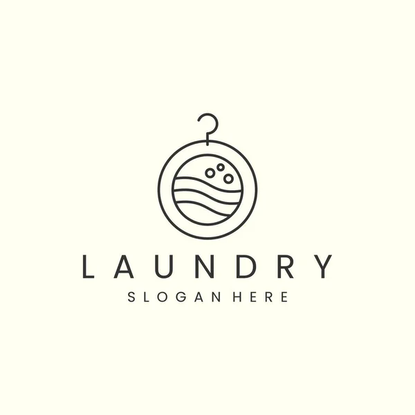 Laundry Line Art Style Logo Icon Template Design Vector Illustration — Vector de stock