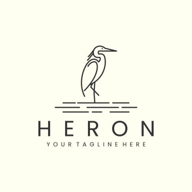 heron bird with minimalist linear style logo vector icon design. pelican, flamingo, template illustration