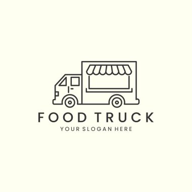 linear food truck style logo vector icon design template illustration