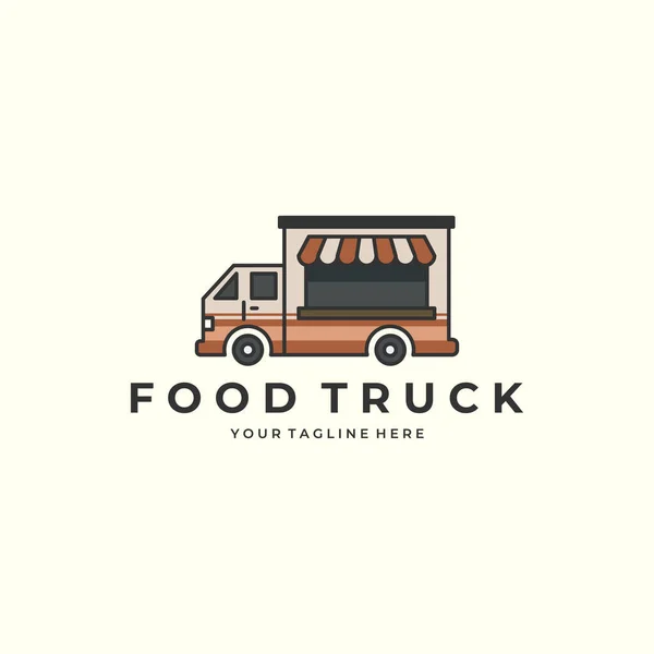 Flat Color Food Truck Style Logo Vector Icon Design Template — Stockvektor