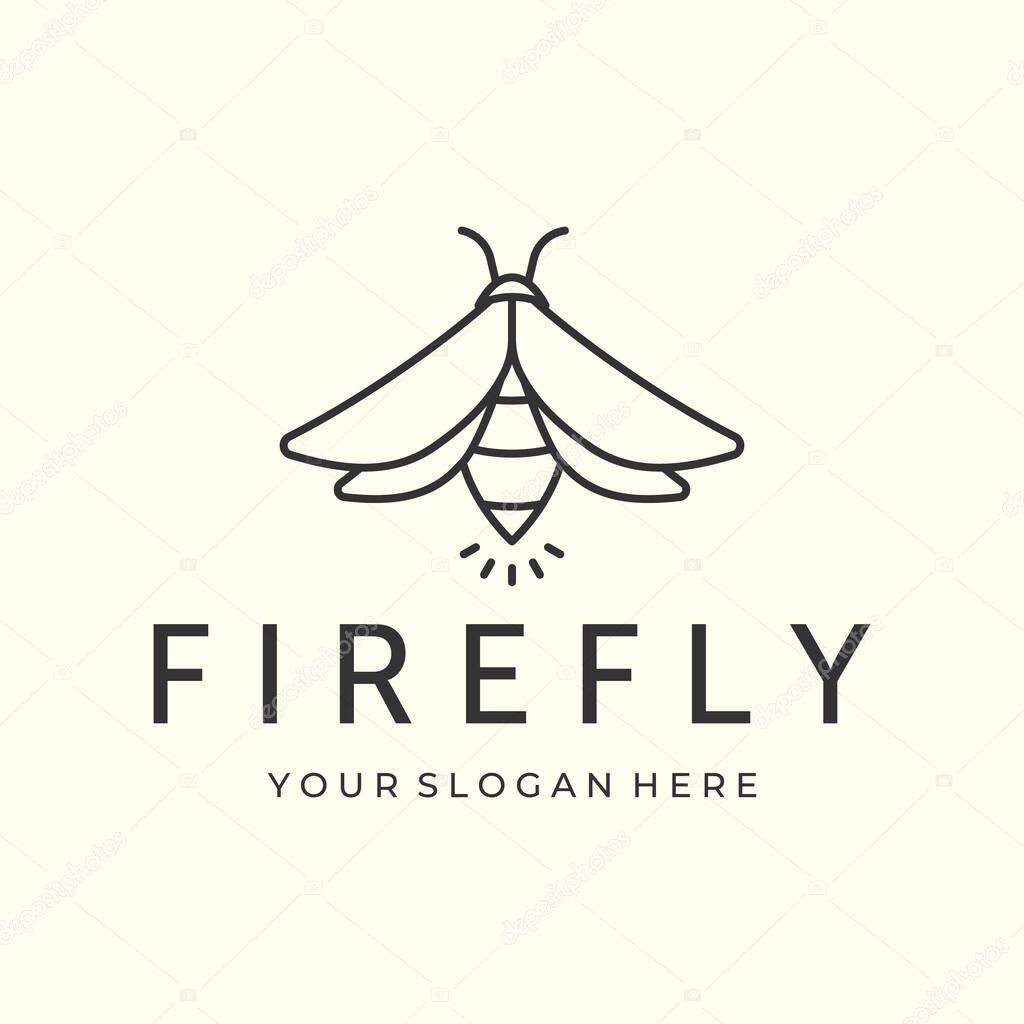 Firefly or insect with line art minimalist style logo vector illustration design icon template
