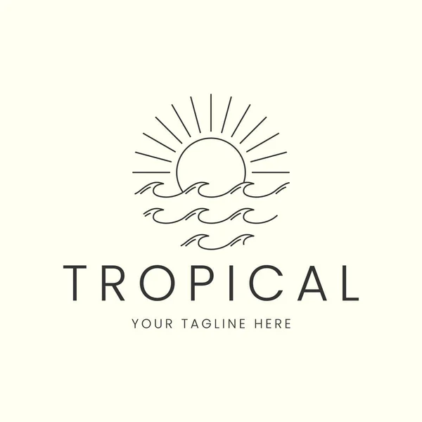 Tropische Linie Kunst Minimalistischen Stil Logo Vektor Ikone Vorlage Illustration — Stockvektor