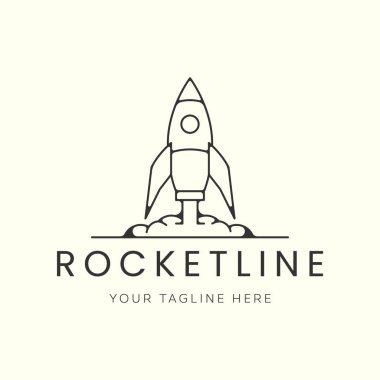 Roket çizgisi sanat logosu vektör şablonu çizim tasarımı
