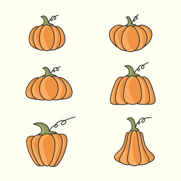 Set Logo Pumpkin Vintage Color Vector Icon Template Illustration Design — Stock Vector