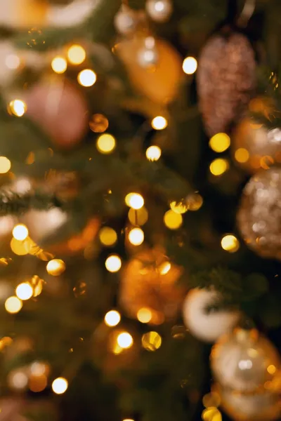 Kerstmis Nieuwjaar Wazig Achtergrond Met Licht — Stockfoto